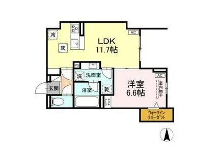 GRAND D-ROOM幸町(1LDK/1階)の間取り写真