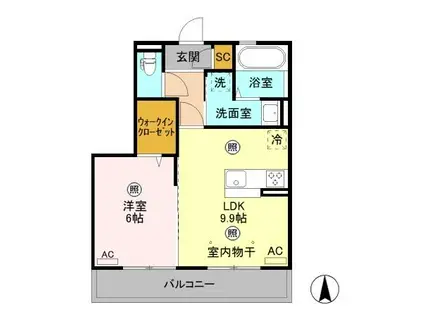 イリス デ マレ(1LDK/2階)の間取り写真