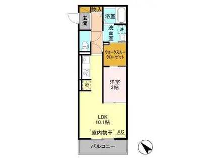 ミルアモールE(1LDK/2階)の間取り写真