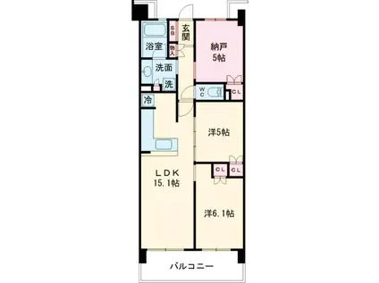 山陰本線 嵯峨嵐山駅 徒歩4分 5階建 築9年(2SLDK/2階)の間取り写真