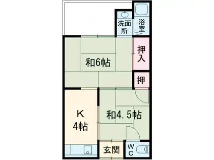 罧原荘(2K/1階)の間取り写真