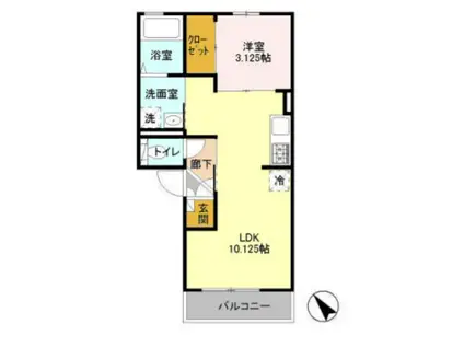 ららベイⅢ(1LDK/2階)の間取り写真