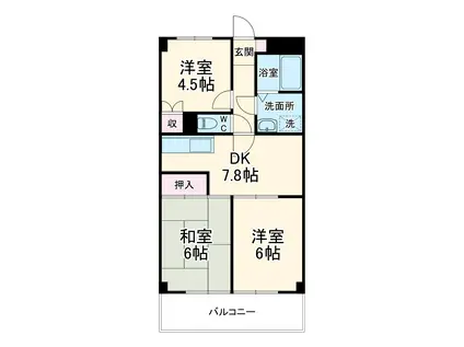 ベルコリーヌメイ(3DK/5階)の間取り写真