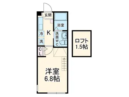 カンパネラ相原(1K/2階)の間取り写真