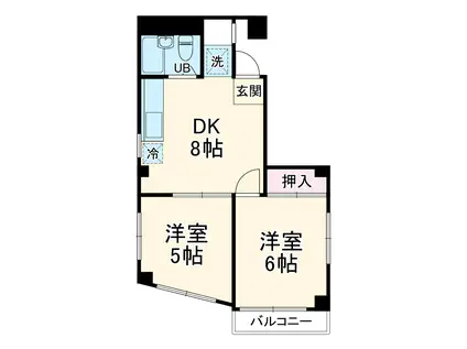 キャッスル笠間3(2DK/3階)の間取り写真