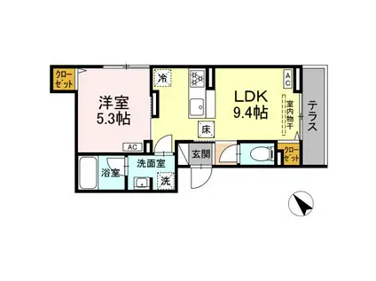 セレスティア堀切Ⅱ(1LDK/1階)の間取り写真