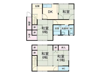 秩父鉄道本線 石原駅(埼玉) 徒歩37分 2階建 築49年(4DK)の間取り写真
