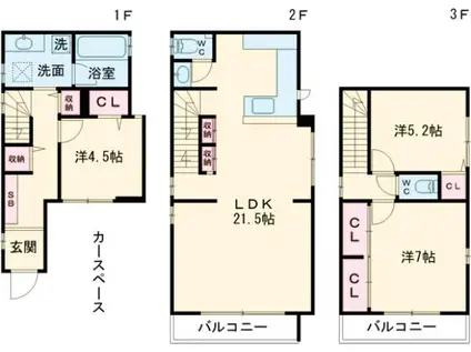 東急大井町線 大岡山駅 徒歩8分 3階建 築2年(4LDK)の間取り写真