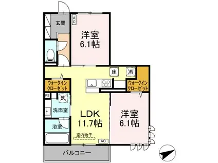 CE IL SOLE(2LDK/2階)の間取り写真