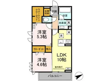 CE IL SOLE(2LDK/2階)の間取り写真