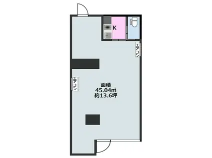 KTハイツ(ワンルーム/1階)の間取り写真