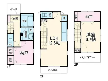 埼京線 南与野駅 徒歩6分 3階建 築19年(1SLDK)の間取り写真