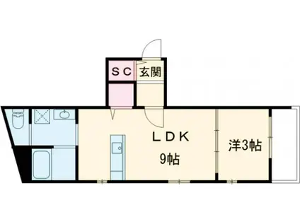 CANVAS KATSURA(1LDK/2階)の間取り写真