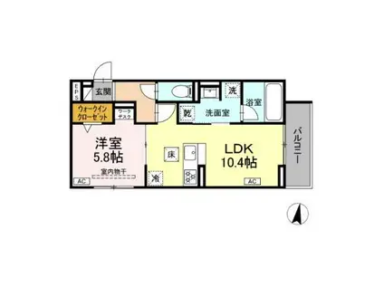 GRAND D-ROOM幸町(1LDK/3階)の間取り写真