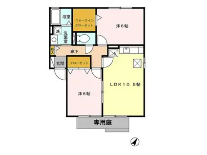 アジュール御幸B(2LDK/1階)の間取り写真