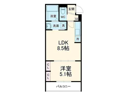 GRADUS八千代台Ⅶ(1LDK/1階)の間取り写真