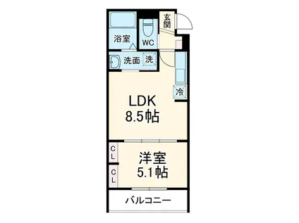 GRADUS八千代台Ⅶ(1LDK/2階)の間取り写真