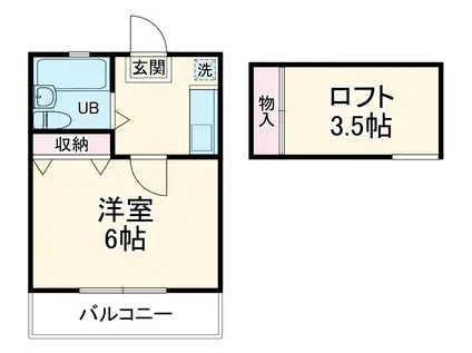 寺尾台コーポ21(1K/2階)の間取り写真