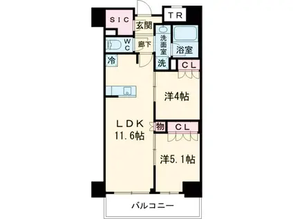 パークアクシス池袋イースト(2LDK/3階)の間取り写真