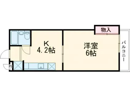 カサペルダーニョ(1K/4階)の間取り写真