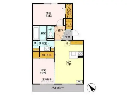 八千代の杜 イーストパークB(2LDK/3階)の間取り写真