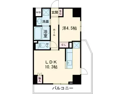 ラグゼナ北千住Ⅱ(1LDK/10階)の間取り写真