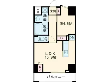 ラグゼナ北千住Ⅱ(1LDK/4階)の間取り写真