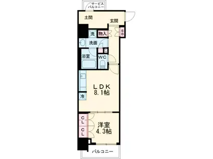 パークアクシス池袋イースト(1LDK/6階)の間取り写真