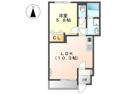 サンシャインハウス(1LDK/1階)の間取り写真