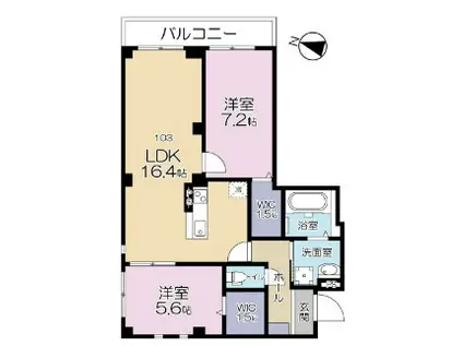A.FLATⅡ(2LDK/1階)の間取り写真