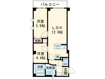 A.FLATⅡ(2LDK/3階)の間取り写真