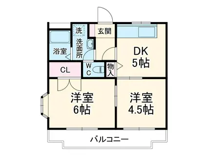 ヴェルドミール鷺沼(2DK/1階)の間取り写真