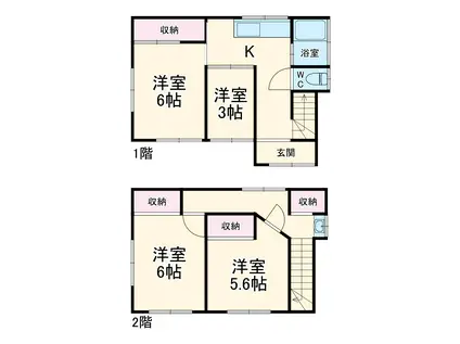 高崎線 桶川駅 徒歩11分 2階建 築62年(4DK)の間取り写真