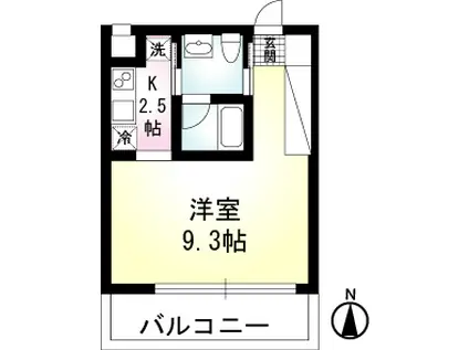 ノワールブラン(1K/3階)の間取り写真