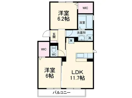 クレセントⅥ(2LDK/3階)の間取り写真