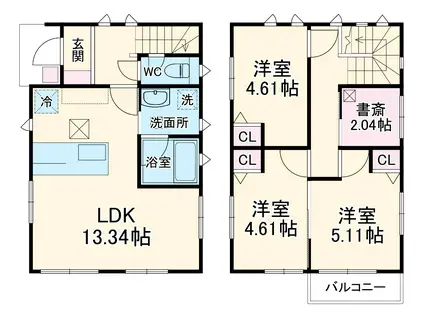 京浜東北・根岸線 北浦和駅 バス乗車時間：6分 市営アパートバス停で下車 徒歩3分 2階建 築1年(3SLDK)の間取り写真