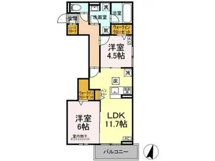 CELESTIA(2LDK/2階)の間取り写真