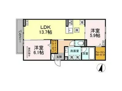 CELESTIA(2LDK/3階)の間取り写真