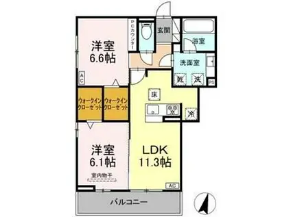 CELESTIA(2LDK/3階)の間取り写真