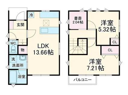 京浜東北・根岸線 北浦和駅 バス乗車時間：6分 市営アパートバス停で下車 徒歩3分 2階建 築1年(2SLDK)の間取り写真
