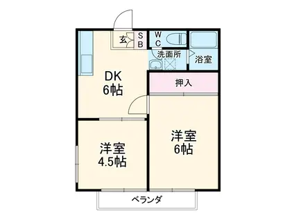 ブオナスタンザ高根公団Ⅰ(2DK/2階)の間取り写真