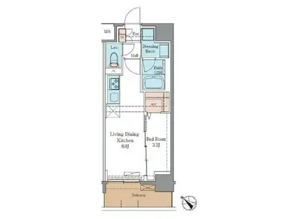 LUXENAPAWS南行徳(1LDK/4階)の間取り写真