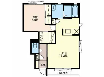 サニーコート高師A(1LDK/1階)の間取り写真