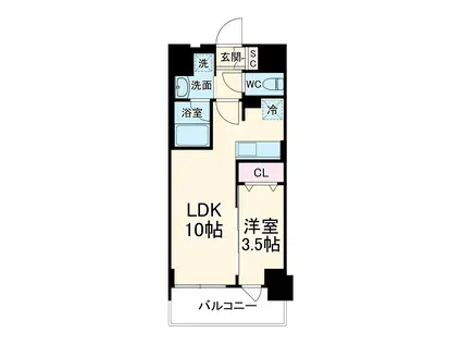 LUXENAPAWS南行徳(1LDK/8階)の間取り写真