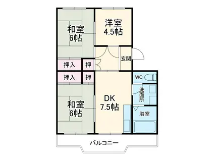 ファミール大門(3DK/2階)の間取り写真