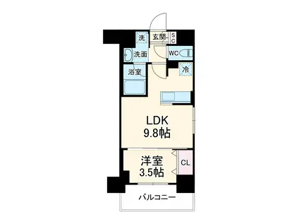 LUXENAPAWS南行徳(1LDK/8階)の間取り写真