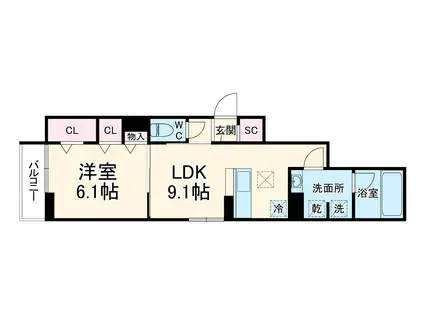 URBANA(1LDK/1階)の間取り写真