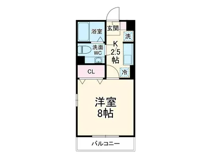 プランドール A(1K/2階)の間取り写真