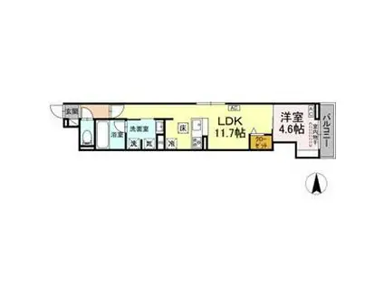 URBANA(1LDK/3階)の間取り写真