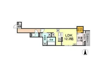 URBANA(1LDK/3階)の間取り写真